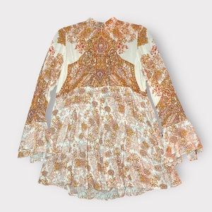 Free People Lady Luck Printed Tunic Size Small Bohemian Mini Dress